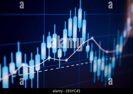 Grafico del candelabro d'investimento del mercato azionario. Concetto di economia e finanza Foto Stock