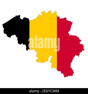 Mappa del Belgio su sfondo bianco con tracciato di ritaglio Foto Stock