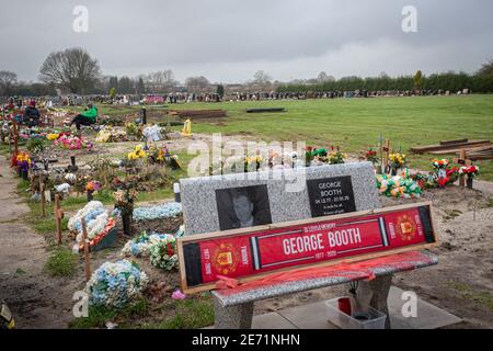 Manchester united tifosi pietra grave. Foto Stock