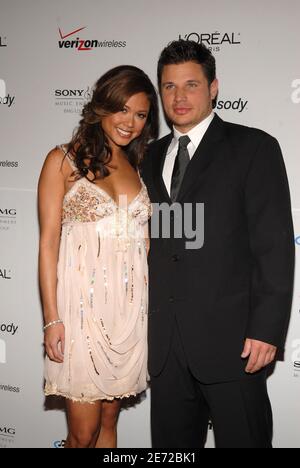 Vanessa Minnillo e Nick Lachey partecipano al Clive Davis Pre-GRAMMY Awards 2007 al Beverly Hilton Hotel di Los Angeles, CA, USA il 10 febbraio 2007. Foto di Lionel Hahn/ABACAPRESS.COM Foto Stock