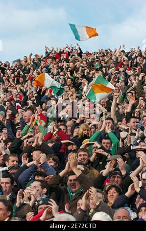 Atmosfera durante la partita RBS 6 Nations, Irlanda contro Francia al Croke Park di Dublino, Irlanda il 11 febbraio 2007. La Francia ha vinto il 20-17. Foto di Nicolas Gouhier/Cameleon/ABACAPRESS.COM Foto Stock