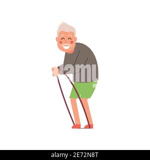 Il vecchio entra per lo sport. Illustrazione vettoriale su sfondo bianco isolato. Illustrazione Vettoriale