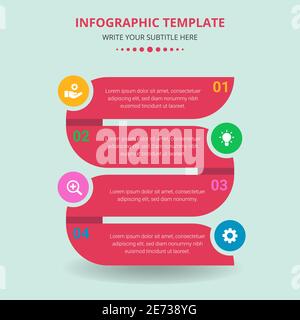 Modello infografico a nastro colorato Illustrazione Vettoriale