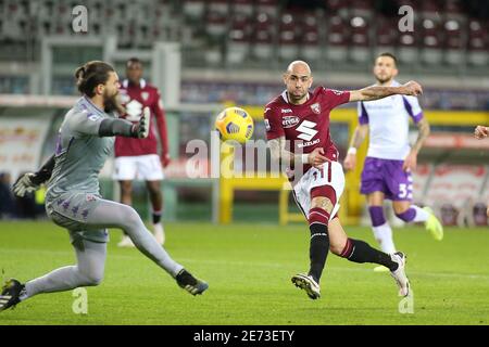 Torino, Italia. 29 gennaio 2021. Torino, Italia, Stadio Olimpico Gran Torino, 29 gennaio 2021, Simone Zaza (Torino FC) durante Torino FC vs ACF Fiorentina - Calcio italiano Serie A match Credit: Claudio Benedetto/LPS/ZUMA Wire/Alamy Live News Foto Stock