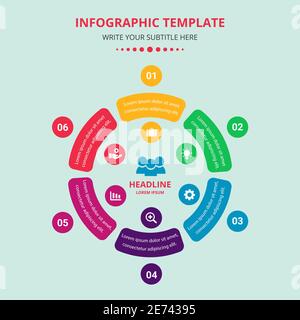 Colorato modello minimalista passi infografici Illustrazione Vettoriale