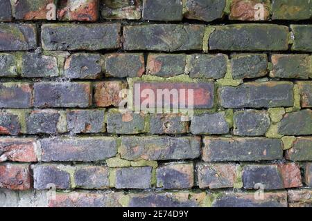 Alta risoluzione vecchio muro di mattoni che ha bisogno di repuntare Foto Stock