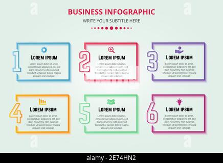 Infografica colorata sui passaggi aziendali con numeri creativi Illustrazione Vettoriale