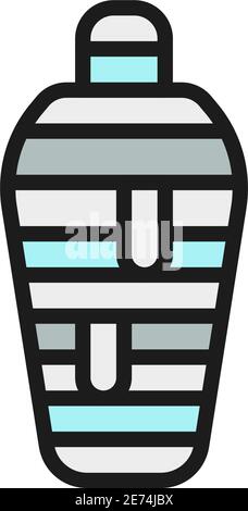 Antica mummia egiziana linea di colore piatto icona. Isolato su sfondo bianco Illustrazione Vettoriale