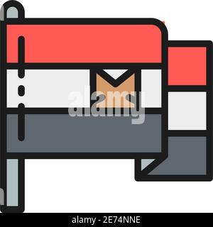 Icona della linea piatta della bandiera dell'Egitto. Isolato su sfondo bianco Illustrazione Vettoriale