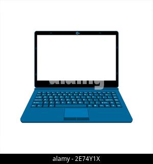 immagine vettoriale realistica del notebook in nero e blu Illustrazione Vettoriale