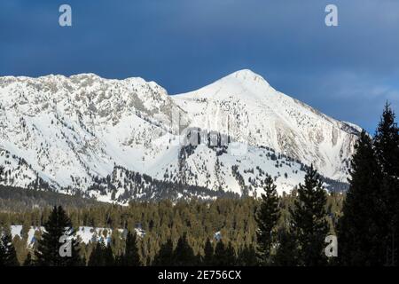 sacagawea picco in inverno nella catena di bridger vicino a bozeman, montana Foto Stock