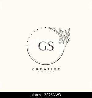 GS Beauty Vector primo logo art, scrittura a mano logo di firma iniziale, matrimonio, moda, gioielli, boutique, floreale e botanico con temp creativa Illustrazione Vettoriale