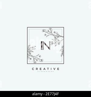 IN bellezza vettore primo logo arte, calligrafia logo di firma iniziale, matrimonio, moda, gioielli, boutique, floreale e botanico con temp creativa Illustrazione Vettoriale
