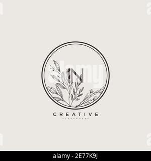 IN bellezza vettore primo logo arte, calligrafia logo di firma iniziale, matrimonio, moda, gioielli, boutique, floreale e botanico con temp creativa Illustrazione Vettoriale