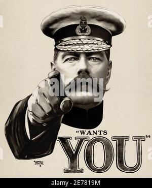 Britons UK classico vintage Kitchener vuole che iconico recruiting poster riproduzione moderna Foto Stock