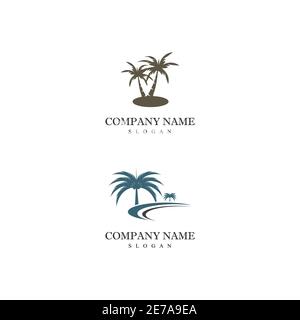 Palm tree estate modello logo illustrazione vettoriale Illustrazione Vettoriale