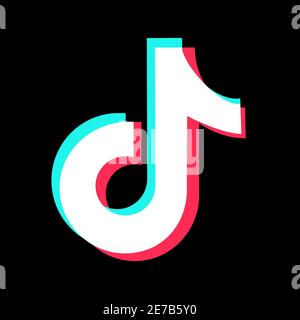 Logo TikTok su sfondo nero Illustrazione Vettoriale