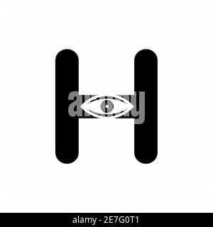 H lettera iniziale con modello di logo per gli occhi per la vostra azienda scopo Illustrazione Vettoriale
