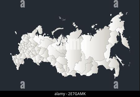 Mappa Russia, Infografica design piatto colori bianco neve, singole regioni vuote Foto Stock