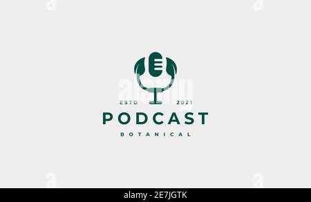 illustrazione grafica vettoriale del logo del podcast leaf Foto Stock