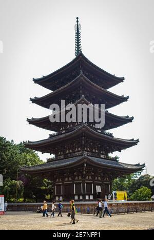 Pagoda a cinque piani a Nara, Giappone Foto Stock