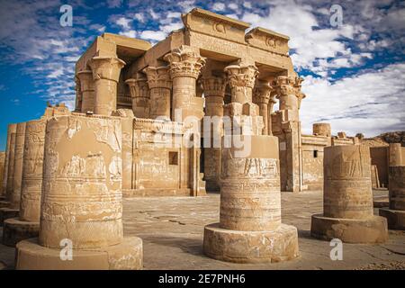 Le rovine dell'antico tempio di Sebek a Kom - Ombo, Egitto. Foto Stock