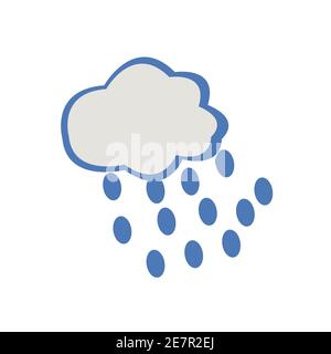 Nuvola con pioggia su uno sfondo bianco pulito Illustrazione Vettoriale