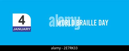 4 gennaio World Braille Day Text Design Illustrazione. Banner evento del giorno Internazionale. Foto Stock