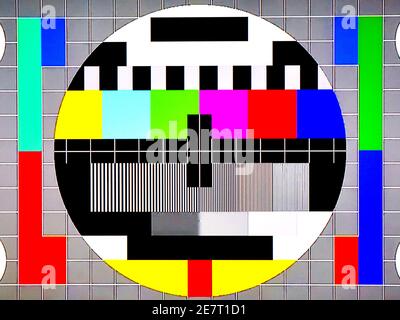 Modello di prova TV generato da un Monoscopio – Foto originale Da una televisione d'epoca Foto Stock