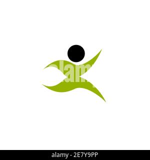 Bello verde salute cura uomo icona umana vettore logo disegno. Illustrazione Vettoriale