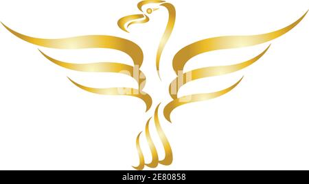 Uccello, aquila, aquila in oro, logo animale Illustrazione Vettoriale