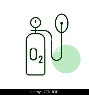 Icona del vettore della bombola di ossigeno per uso medico. Segno medico. Coronavirus. Simbolo grafico per la progettazione di siti Web medici e applicazioni, logo, app, interfaccia utente Illustrazione Vettoriale