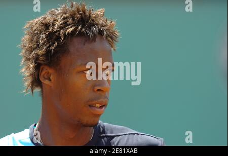 La francese Gael Monfils durante la sua prima partita del Tennis French Open all'arena Roland Garros, a Parigi, Francia, il 29 maggio 2007. Foto Nicolas Gouhier/Cameleon/ABACAPRESS.COM Foto Stock