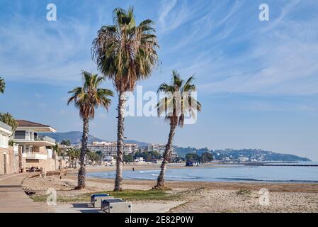 Benicasim lungomare di Castellon de la Plana, Comunità Valenciana, Spagna, Europa Foto Stock