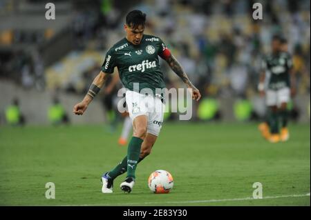 Stadio Maracana, Rio de Janeiro, Brasile. 30 gennaio 2021. Libertadores Cup, finale, Palmeiras contro Santos; Gustavo Gómez di Palmeiras Credit: Action Plus Sports/Alamy Live News Foto Stock