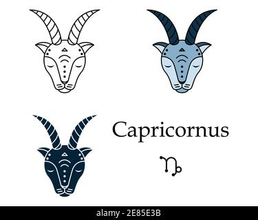 Illustrazione vettoriale di un segno zodiacale Capricornus. Linea d'arte, stile semplice. Astrologia. Illustrazione Vettoriale