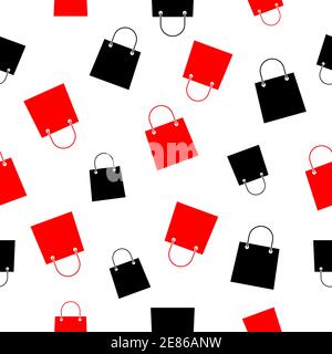 Modello senza cuciture per la shopping bag. Vector sale nero e rosso illustrazione isolato su bianco Illustrazione Vettoriale
