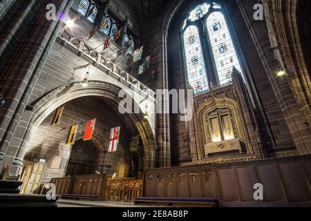 La cappella commemorativa della guerra all'interno della cattedrale anglicana di Liverpool, Merseyside. Foto Stock