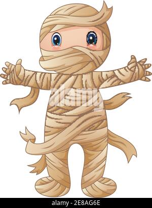 Illustrazione vettoriale della mummia di Cartoon in piedi Illustrazione Vettoriale