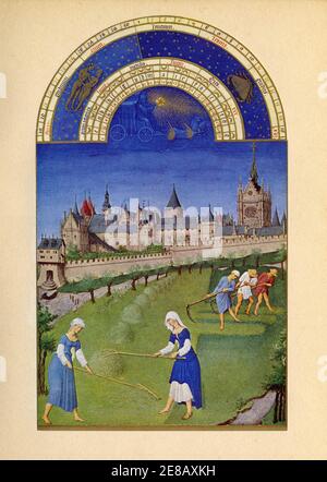 Les très riches heures du duc de Berry. Le calendrier. Le mois de juin. Foto Stock