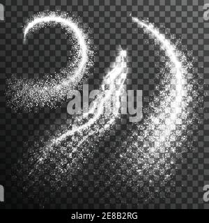 Set di particelle di glitter bianco nero. Set glitter bianco nero. Luccicante set trasparente.glitter Illustrazione realistica. Illustrazione bianco nero con glitter Illustrazione Vettoriale