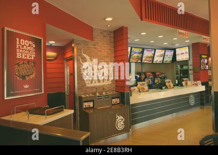 HUA HIN, THAILANDIA - 25 FEBBRAIO 2017 - interno del ristorante Burger King situato a Hua Hin Thailandia una catena globale di hamburger fast food Foto Stock