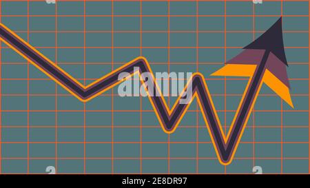 Un'immagine di sfondo astratta della freccia del grafico a linee retrospettiva. Illustrazione Vettoriale