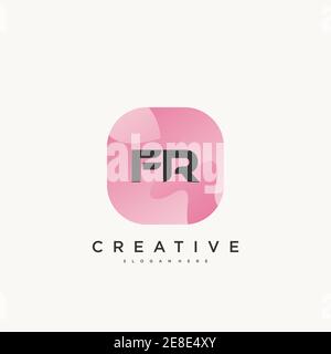 FR Initial Letter logo icona design elementi modello con onda arte colorata Illustrazione Vettoriale