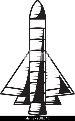 disegno di illustrazione vettoriale ad icona isolata disegnato da razzo spaziale Illustrazione Vettoriale