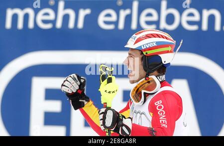 Germany's Felix Neureuther reacts after the men's Alpine Skiing World Cup Slalom in Garmisch-Partenkirchen March 13, 2010. REUTERS/Michaela Rehle (GERMANY - Tags: SPORT SKIING)