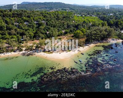 Aereo della spiaggia di Ong Lang, isola di Phu Quoc, Vietnam Foto Stock