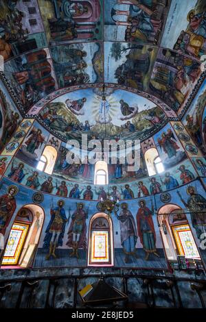 Murales nel monastero di Bachkovo, montagne Rhodope, Bulgaria Foto Stock