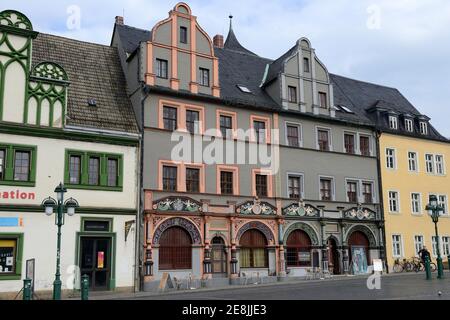 Cranachhaus, residenza di Lucas Cranach il Vecchio, sul mercato, Weimar, Turingia, Germania Foto Stock