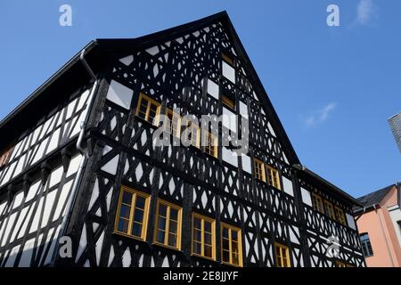 Casa a graticcio nella Geleitstrasse, Geleitschenke, Weimar, Turingia, Germania Foto Stock